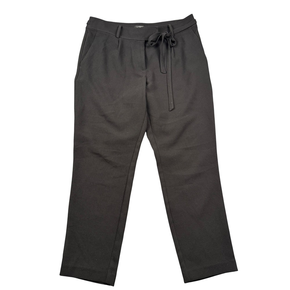 LOFT Womens Black Tie Waist Pleated Straight Leg Trousers‎ Pants Size 8 856
